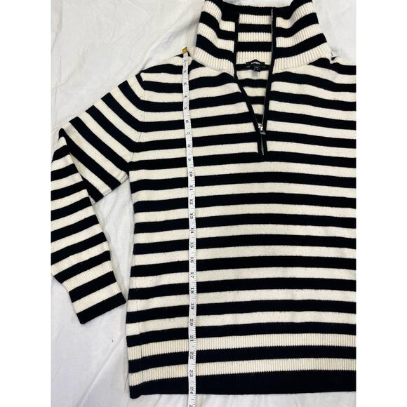 Express Women’s Quarter Zip, XS Black/White Striped Viscose Blend Cozy Soft‎ - Picture 7 of 11
